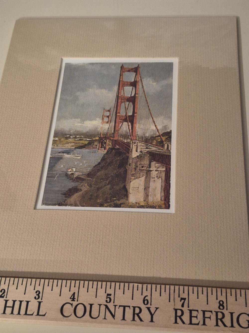 Matted Sesled Vintage Golden Gate Bridge Art Print